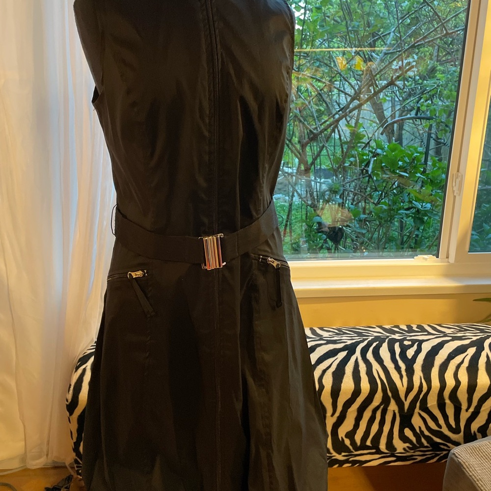 Joseph Ribkoff Black Sleeveless Midi Dress with Belt